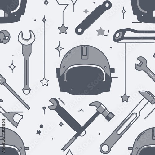 Spaceman Tools Pattern Astronaut Helmet Cosmos  Rocket