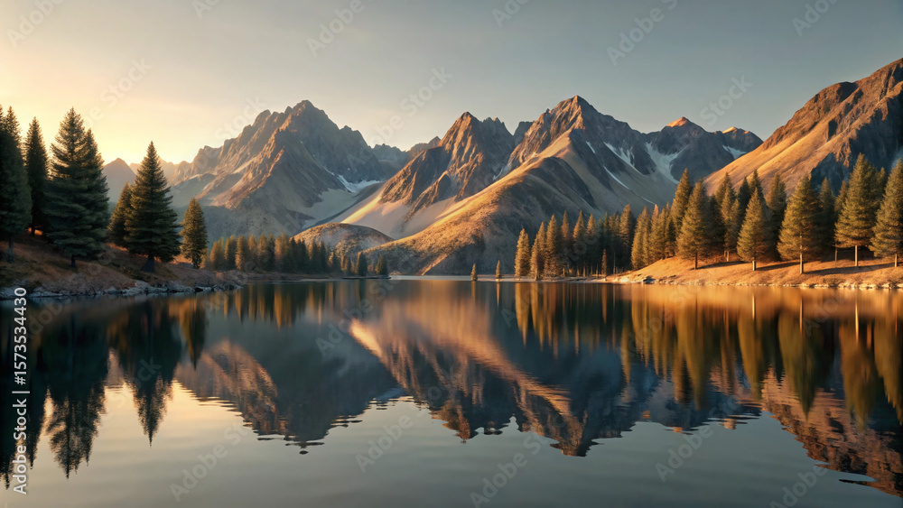 Fototapeta premium sunrise over the lake