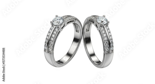 Cincin Berlian Solitaire Pasangan Wedding Ring PNG
