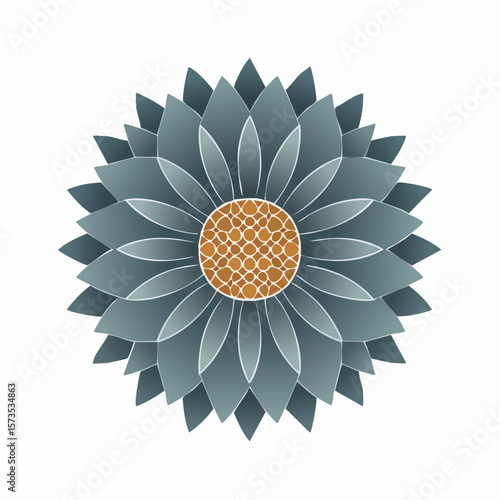 layered chrysanthemum bloom with detailed petals and smooth flat design style