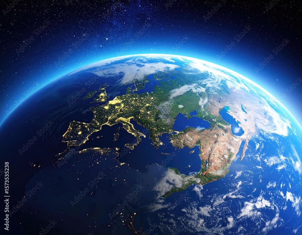 Fototapeta premium Earth centered on Europe and North America