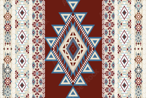 Seamless Ikat ethnic patterns in horizontal stripes, perfect for textile, fashion design, fabric printing, and home decor. Inspired by traditional weaving with modern color twist Ideal for background