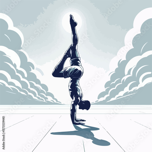 vector image of a person doing a handstand pose