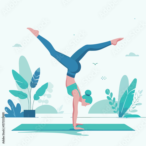 vector image of a person doing a handstand pose