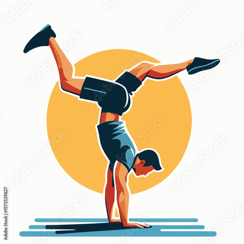 vector image of a person doing a handstand pose