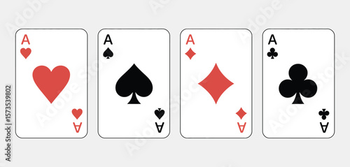 Four Ace Playing Cards in Different Suits