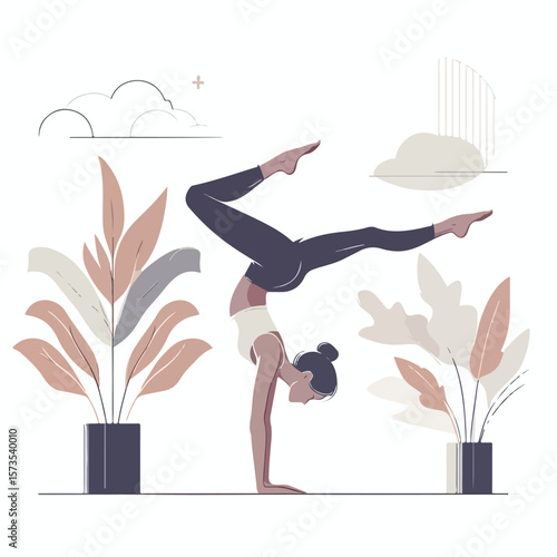 vector image of a person doing a handstand pose