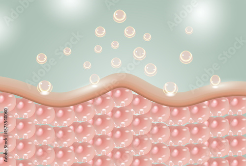 tissue repair serum on damaged or bumpy skin cells, 3d illustration	
