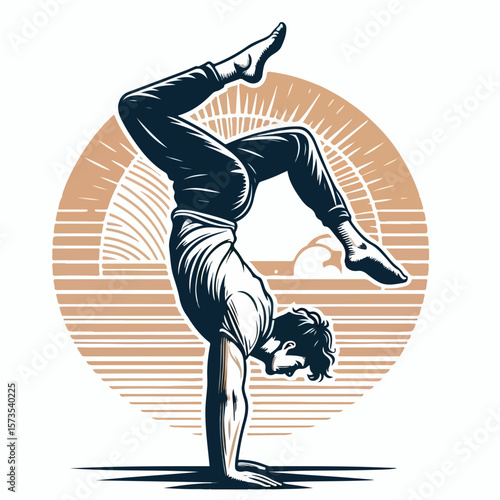 vector image of a person doing a handstand pose