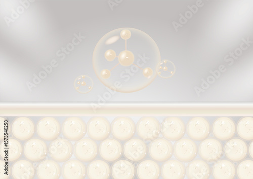 tissue repair serum on damaged or bumpy skin cells, 3d illustration	
