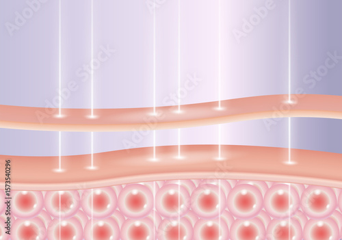 tissue repair serum on damaged or bumpy skin cells, 3d illustration	
