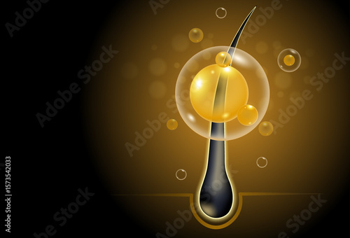 Illustration of nourish hair of shampoo or serum repair damaged hair concept 3d