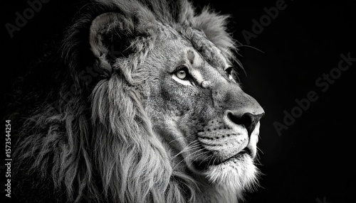 Black and white lion portrait