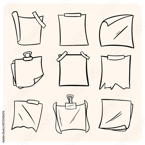 Hand-Drawn Crumpled Paper and Memo Pad Doodle Collection
