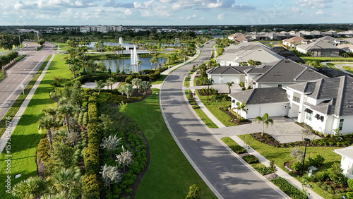 Lakewood Ranch, Florida neighborhood landscaping completes the luxurious real estate look