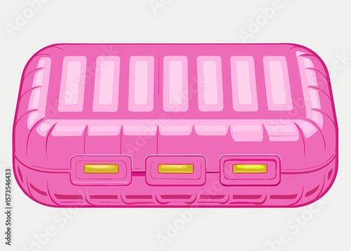 Vibrant Pink Futuristic Storage Case with Unique Detailing for Technology Blogs, Gadget Websites, and Creative Product Design Content  