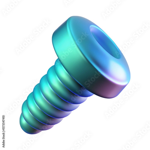 3d rendered close up of a metallic screw against a solid black background