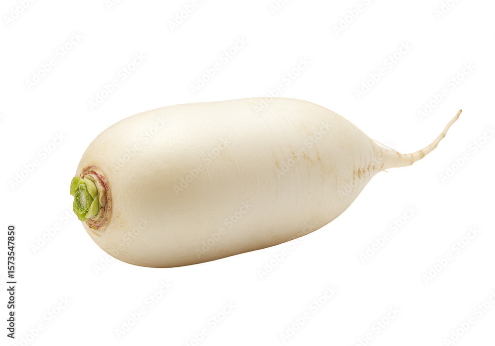 Realistic Image of a White Daikon Radish Isolated on Transparent Background Realistic Image of a White Daikon Radish Isolated on Transparent Background