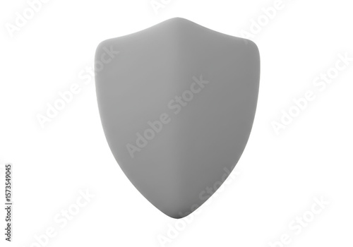 3D Render Gray Shield Shape For Protection Security with Transparent Background