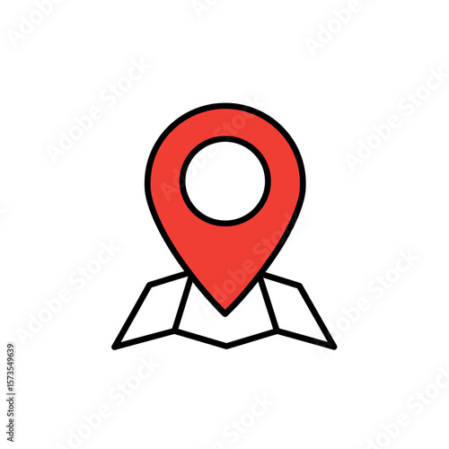 Free Download Red Pin Icon Map Bold Black Outline Simple Design - GFXLoad