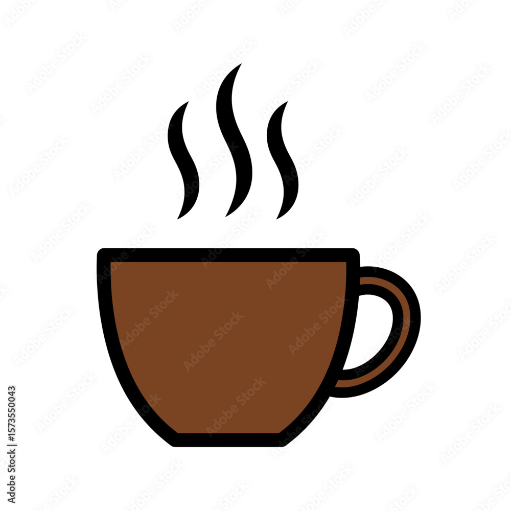 Brown Coffee Cup Icon Steam Rising Bold Black Outline Simple Design Brown Coffee Cup Icon Steam Rising Bold Black Outline Simple Design