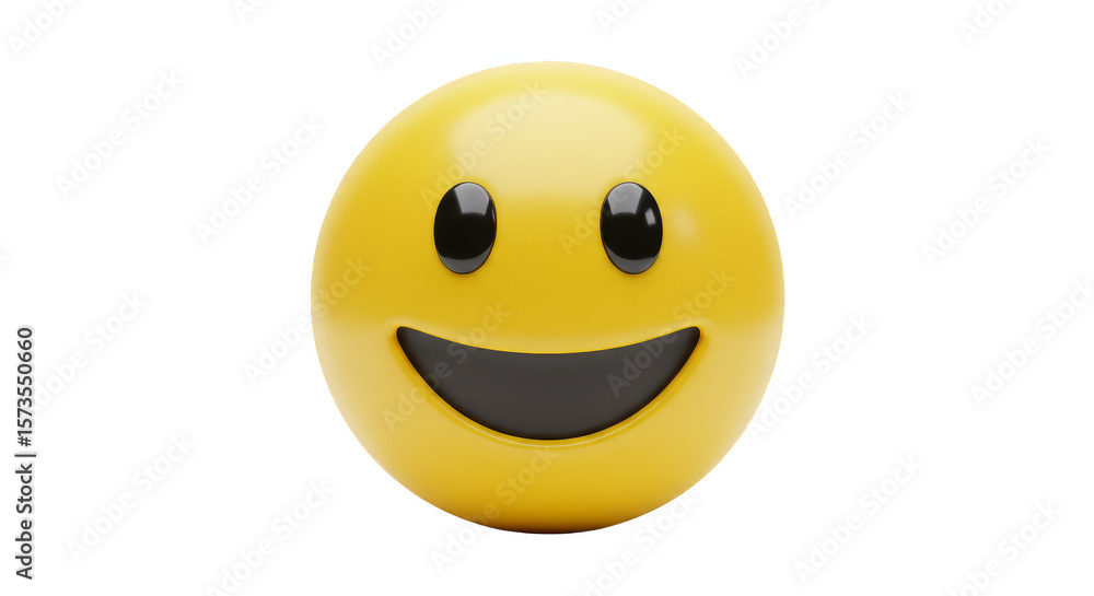 Fototapeta premium 3D Render of a Cheerful Yellow Smile Emoji Isolated on Transparent Background