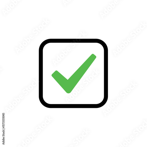 Free Download Green Checkmark Icon Square Bold Black Outline Simple Design - GFXLoad