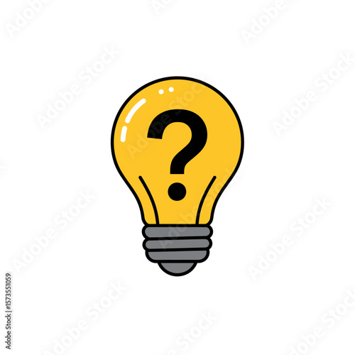 Yellow Light Bulb with Question Mark: Symbol of Curiosity