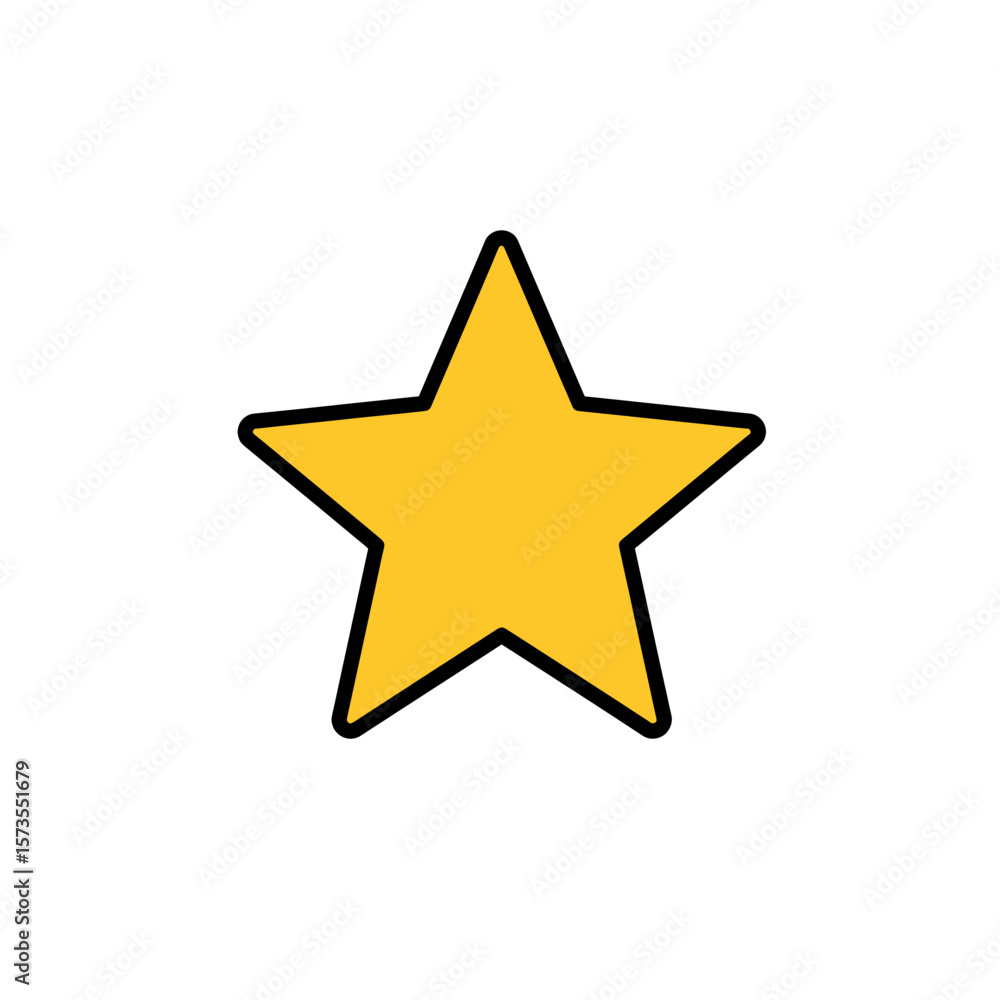 Yellow Star Icon Bold Black Outline Simple Design Yellow Star Icon Bold Black Outline Simple Design