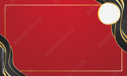 Luxury red certificate background with abstract black gold waves