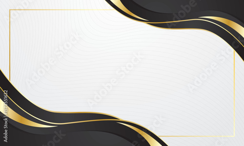 Black gold certificate background, stylish wave abstract