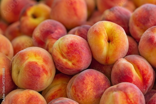 Vibrant fresh peaches with juicy texture and rich colors