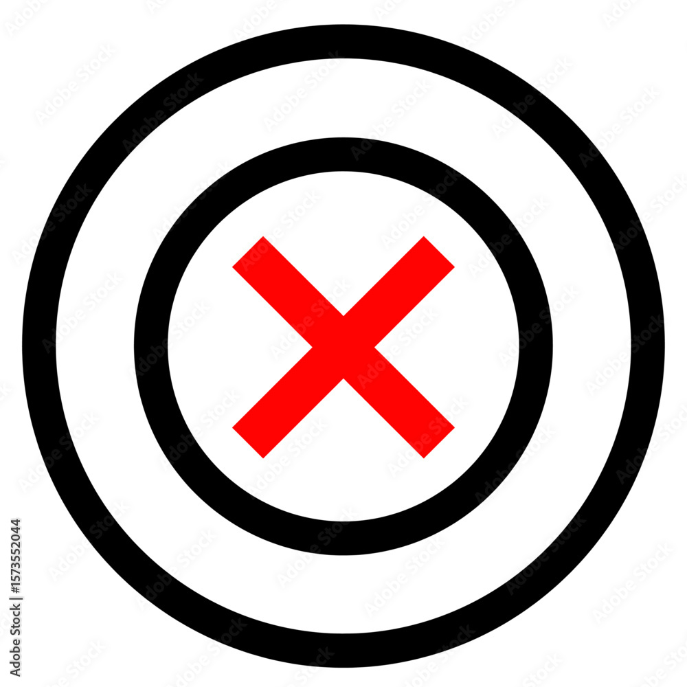 Obraz premium Red X Mark Icon Black Circle Bold Outline Simple Design