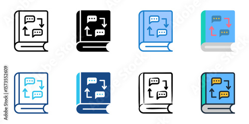 Dictionary icon set multiple style collection 
