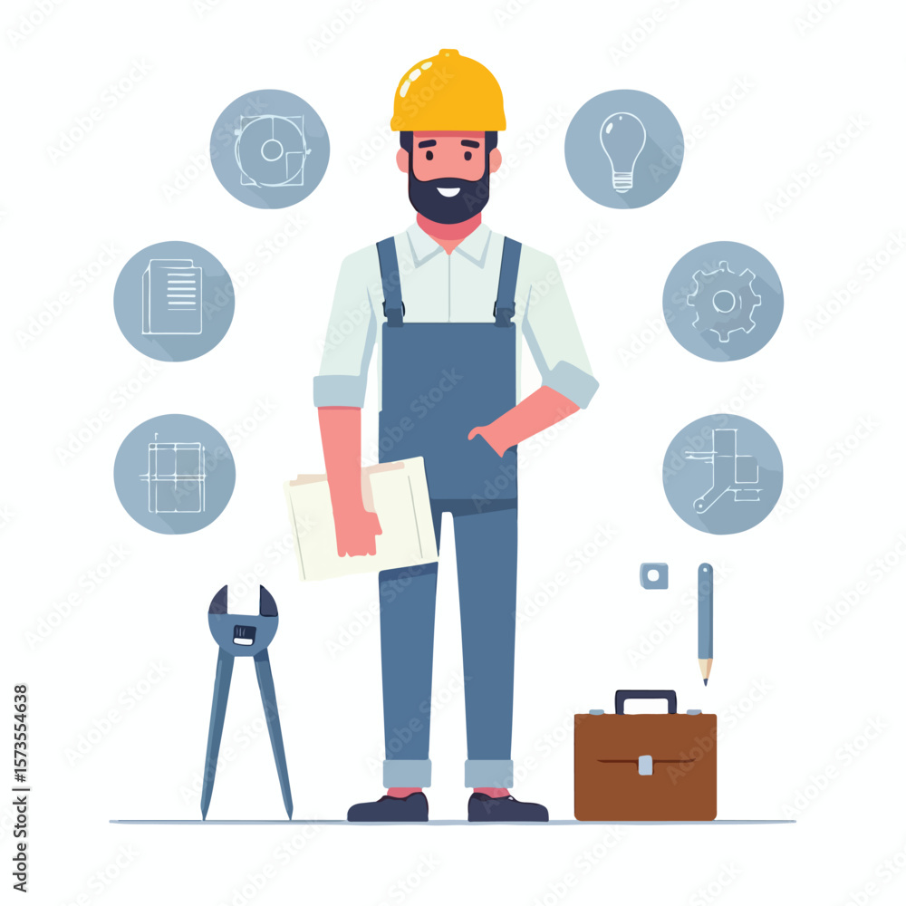 Obraz premium vector full body image of a male worker