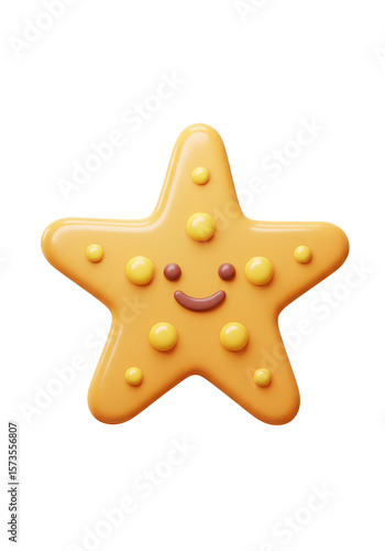 3d Render Smiling Cartoon Starfish Illustration Isolated with Transparent Background