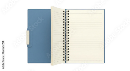 Buku catatan kosong dengan spiral di atas buku agenda biru bersih PNG