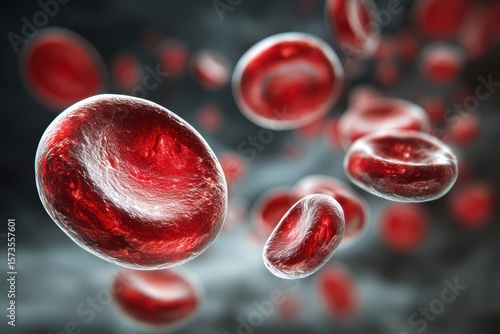 Red blood cell, and erythrocyte, in a blood vessel. Iron in hemoglobin. 3D-Illustration