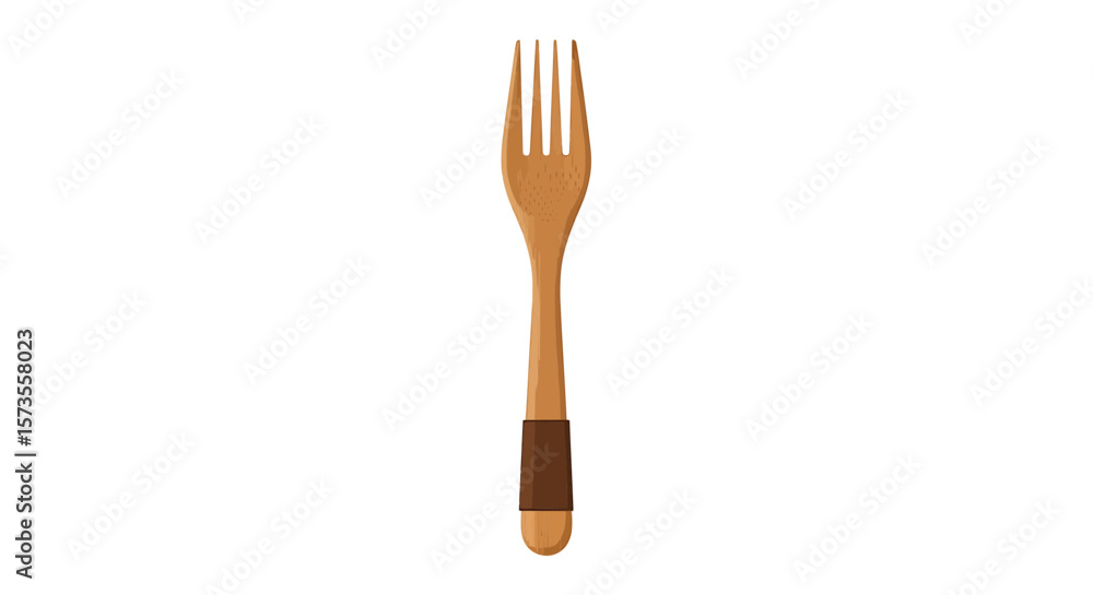 Fototapeta premium Simple Wooden Fork Design Eco-Friendly Cutlery Illustration