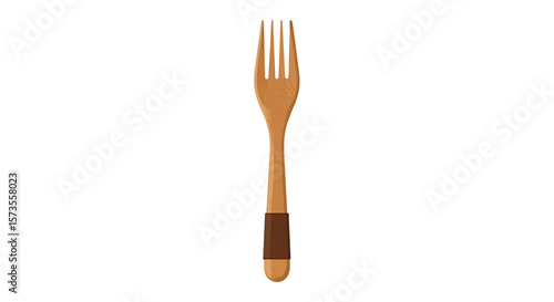 Simple Wooden Fork Design Eco-Friendly Cutlery Illustration