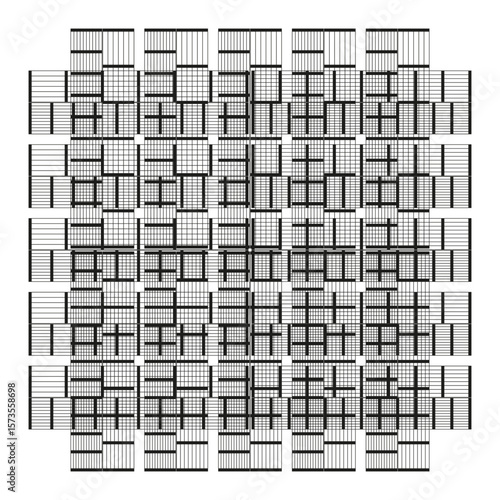 Orthogonal grid mosaic. Variable porosity distribution. Geometric lattice Vector. Engineering background tessellation.
