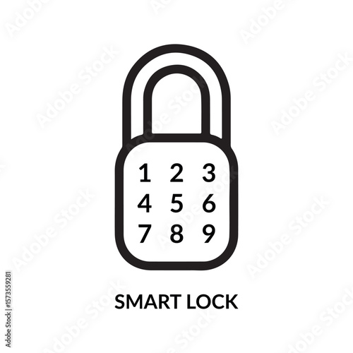 Black padlock with numeric keypad and text security digital