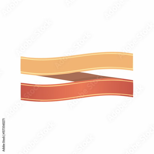 strands of ribbon that unravel lengthwise isolated for your design template