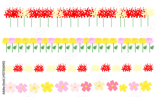 秋の花の罫線セット