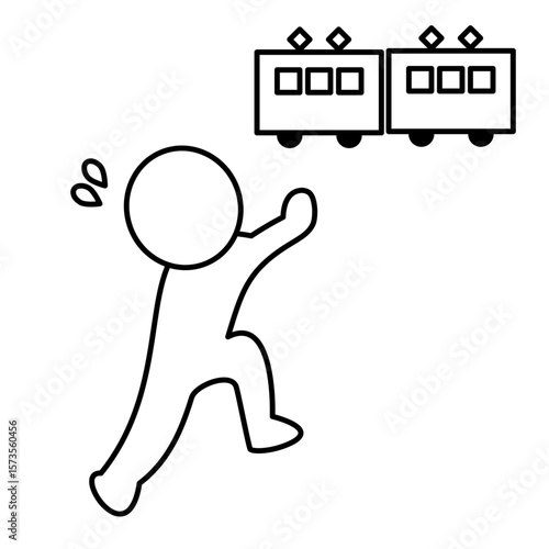 Tableau sur toile 電車に間に合わない人のイラスト