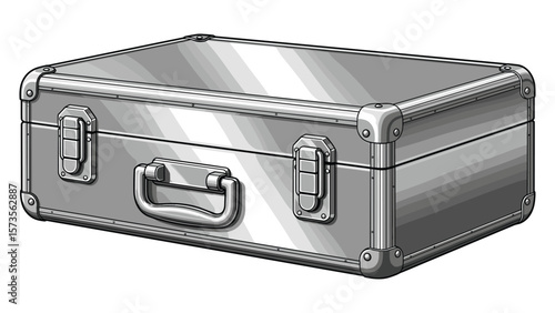 Sleek Aluminum Transport Case Vector Illustration for Industrial Design and Security Projects