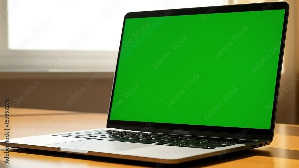 Laptop with Green Screen Display for Content Creation and Marketing Laptop with Green Screen Display for Content Creation and Marketing