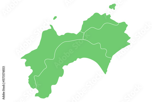四国地方のシルエットイラスト（愛媛県, 香川県, 徳島県, 高知県）