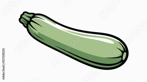 Stylized illustration of a single green zucchini vegetable on a white background