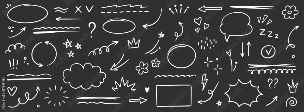 custom made wallpaper toronto digitalLine arrow icon element set. Hand drawn sketch star, heart marker pen stroke circle, scribble highlight underline elements. Cute mark brush emphasis pencil swoosh, flower set. Vector illustration